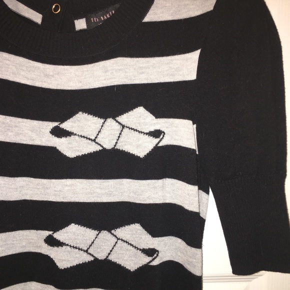 EUC Ted Baker Sweater Knit dress with bows Sz. 4 - Picture 1 of 7